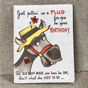 Vintage Horse Of A Different Color Poster Jumbo Greeting Card Kitsch Whimsical